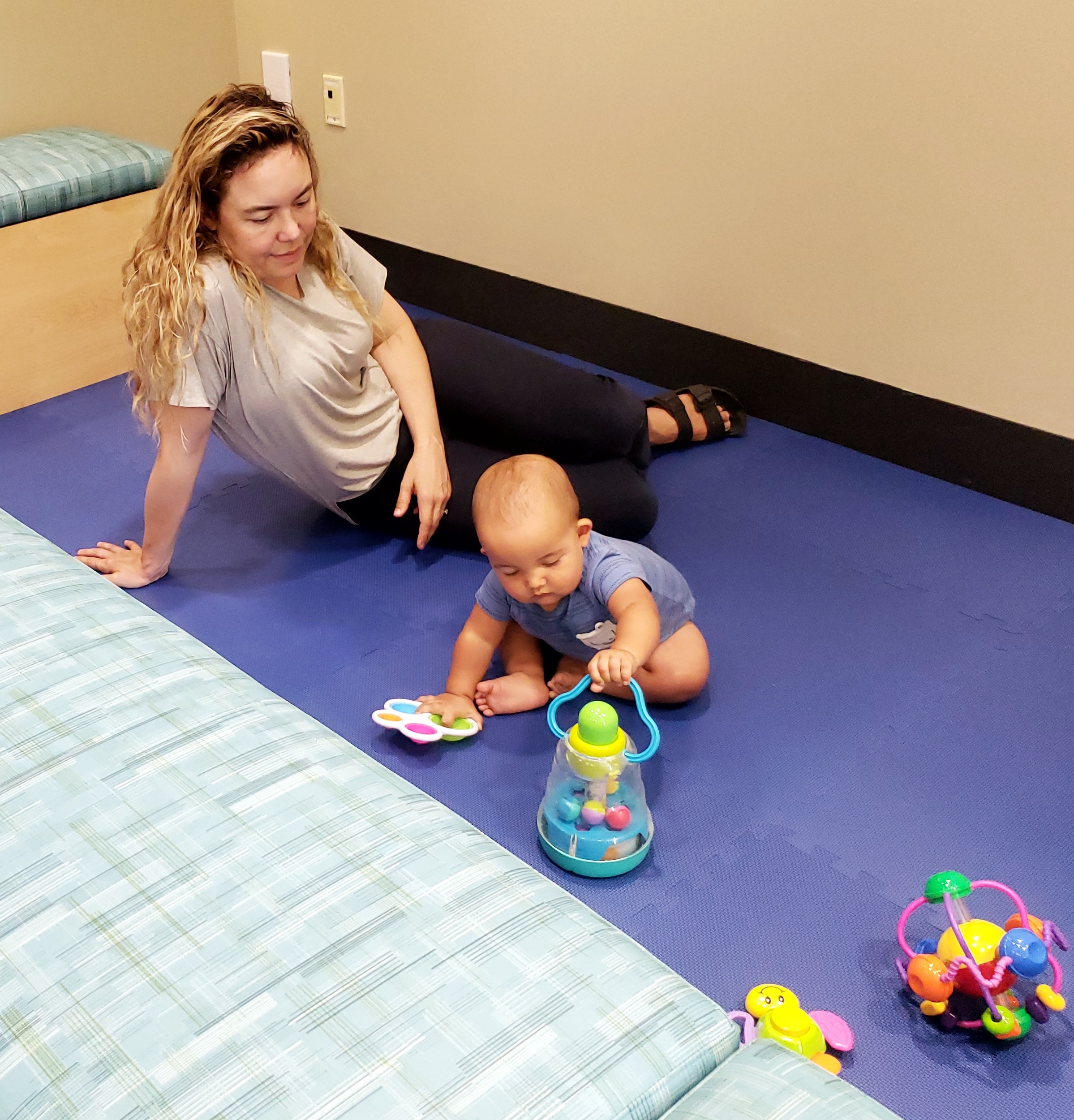 A toddler playing